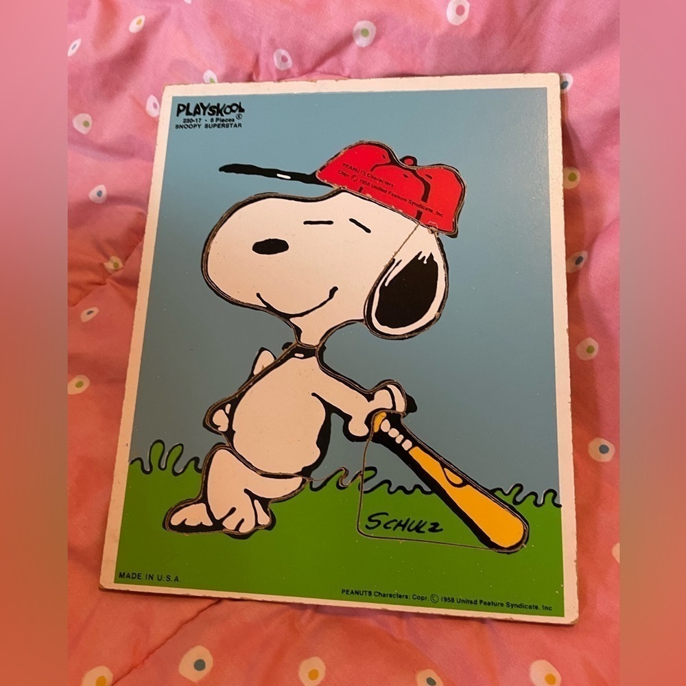 Vintage Peanuts Snoopy Superstar Children’s Playskool Wooden Jigsaw Puzzle